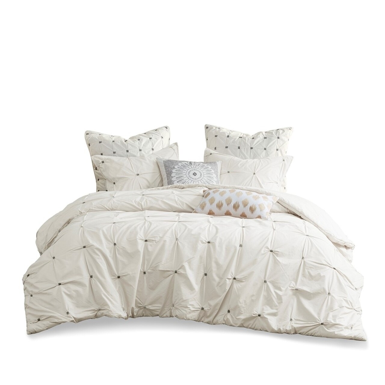 Gracie Mills Velez 3-Piece Modern Cotton Duvet Cover Set Grace-5163 Embroidered